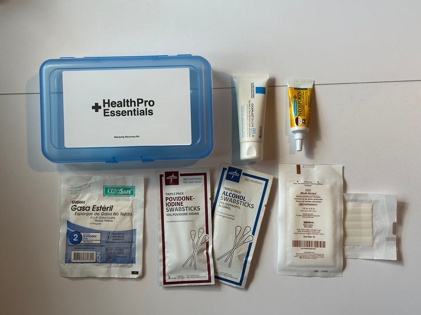 Alectomy Recovery Kit – Post-Surgery Care Pack with Cicaplast, Neosporin, Sterile Gauze, Swabsticks & Wound Closures